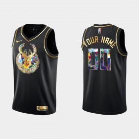 Dres Milwaukee Bucks  Prilagođeni Nike 2021-22 Crno Golden Edition 75th Anniversary Diamond Swingman